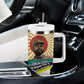 Samora Machel Tumbler With Handle Radiant Sunburst Bold Anti-Colonial Quote Mozambique Liberation - African Revolutionary Art - African Pride