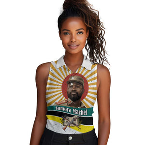Samora Machel Women Sleeveless Polo Shirt Radiant Sunburst Bold Anti-Colonial Quote Mozambique Liberation - African Revolutionary Art - African Pride