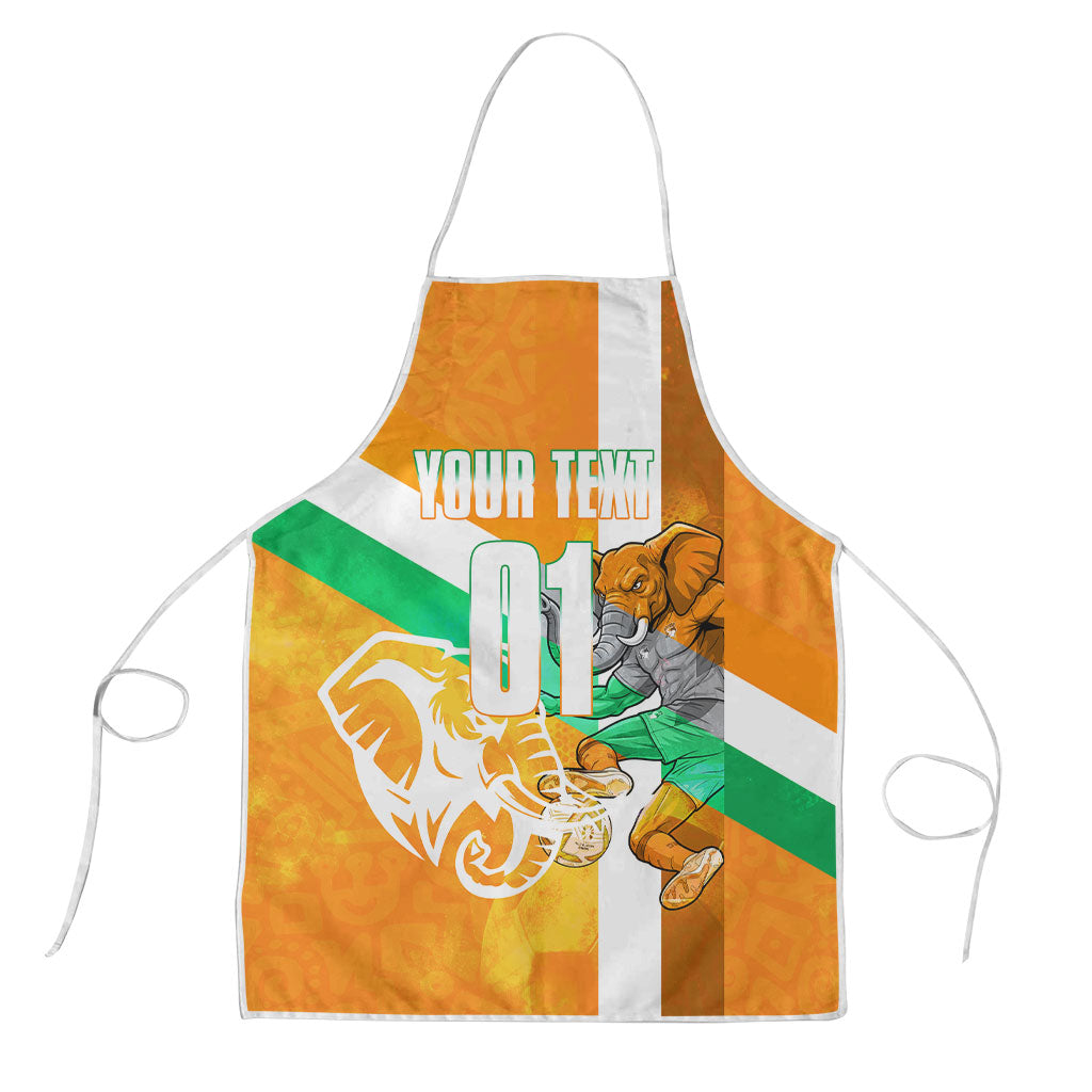 Personalized Ivory Coast Football Apron Elephant Mascot Flag - Comic Style Graphic