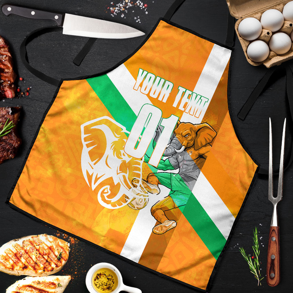 Personalized Ivory Coast Football Apron Elephant Mascot Flag - Comic Style Graphic