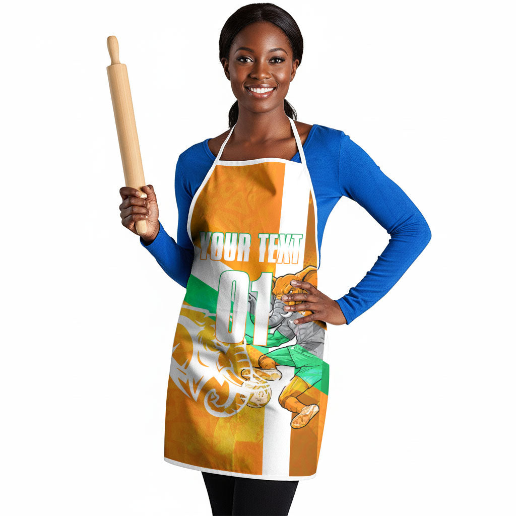 Personalized Ivory Coast Football Apron Elephant Mascot Flag - Comic Style Graphic