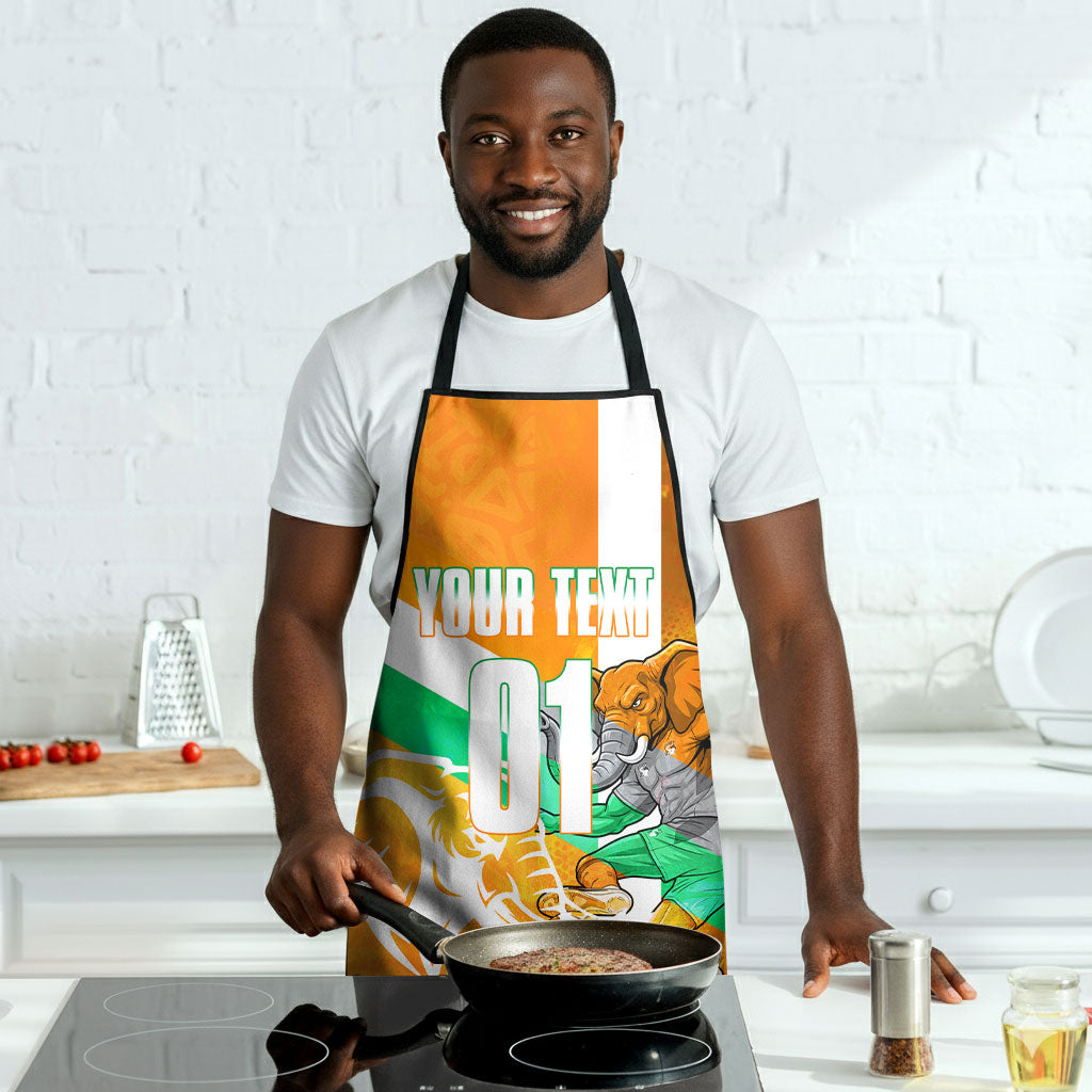 Personalized Ivory Coast Football Apron Elephant Mascot Flag - Comic Style Graphic