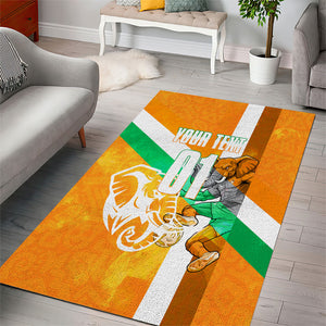 Personalized Ivory Coast Football Area Rug Elephant Mascot Flag - Comic Style Graphic