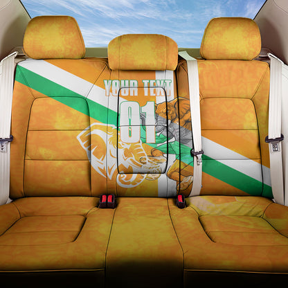 Personalized Ivory Coast Football Back Car Seat Cover Elephant Mascot Flag - Comic Style Graphic