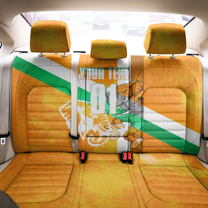 Personalized Ivory Coast Football Back Car Seat Cover Elephant Mascot Flag - Comic Style Graphic