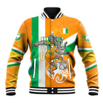 Personalized Ivory Coast Football Baseball Jacket Elephant Mascot Flag - Comic Style Graphic