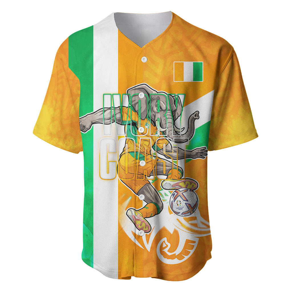 Personalized Ivory Coast Football Baseball Jersey Elephant Mascot Flag - Comic Style Graphic