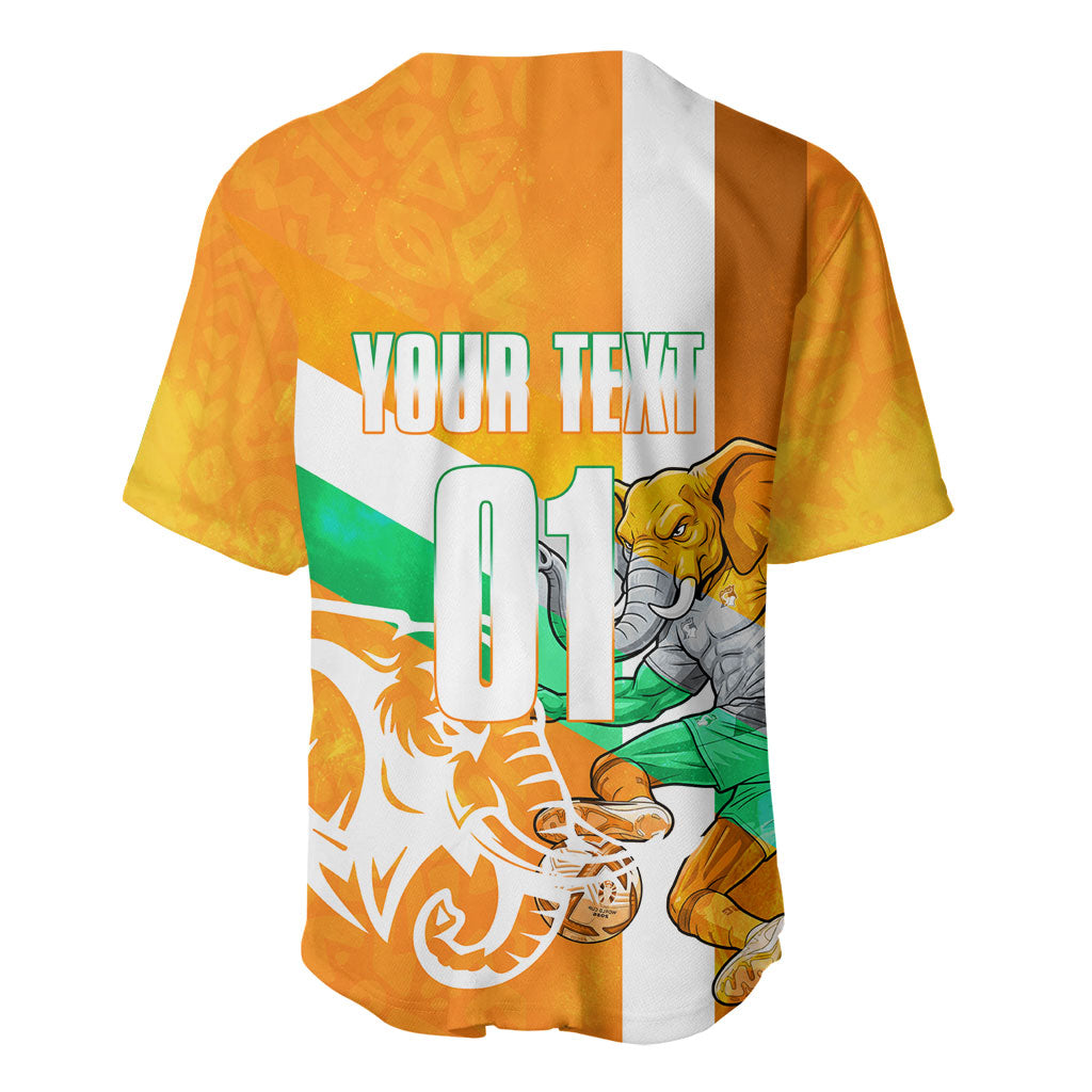 Personalized Ivory Coast Football Baseball Jersey Elephant Mascot Flag - Comic Style Graphic