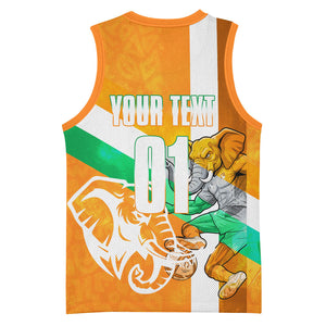 Personalized Ivory Coast Football Basketball Jersey Elephant Mascot Flag - Comic Style Graphic