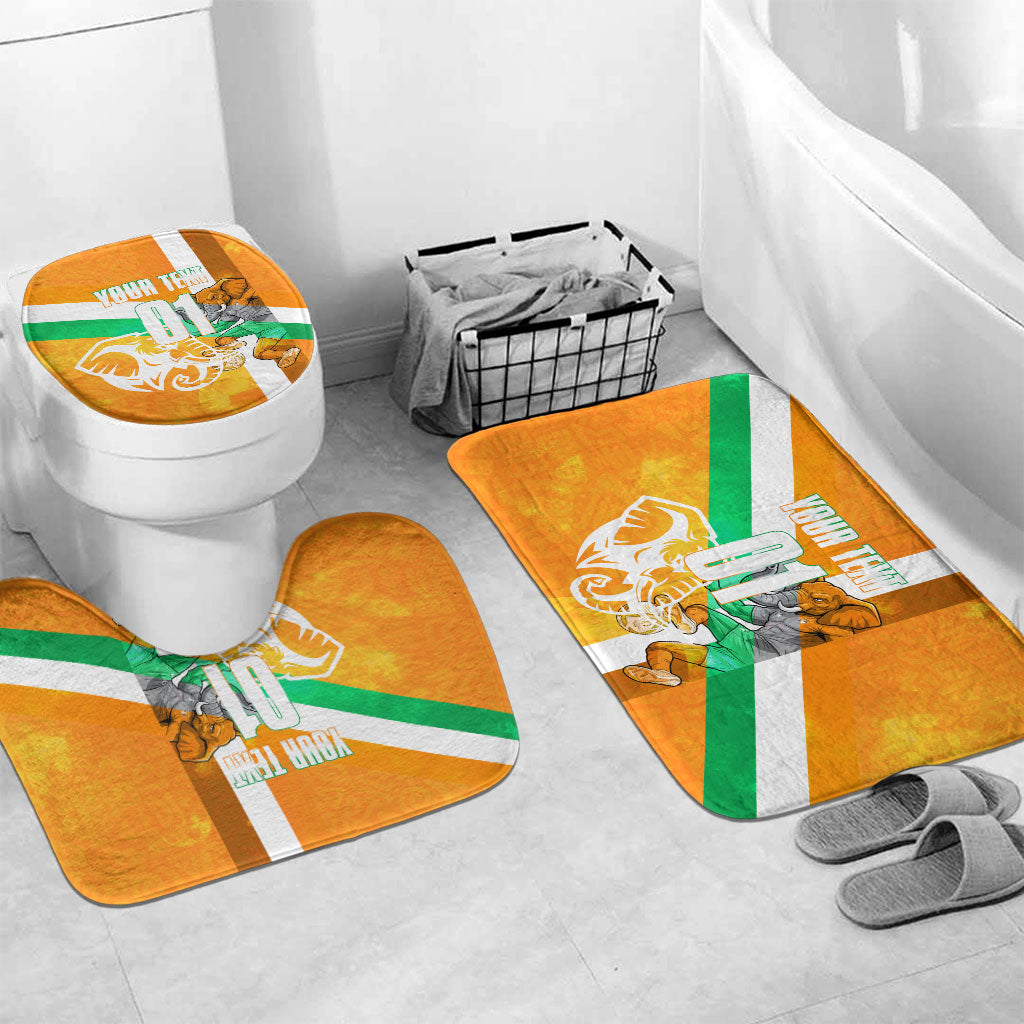 Personalized Ivory Coast Football Bathroom Set Elephant Mascot Flag - Comic Style Graphic