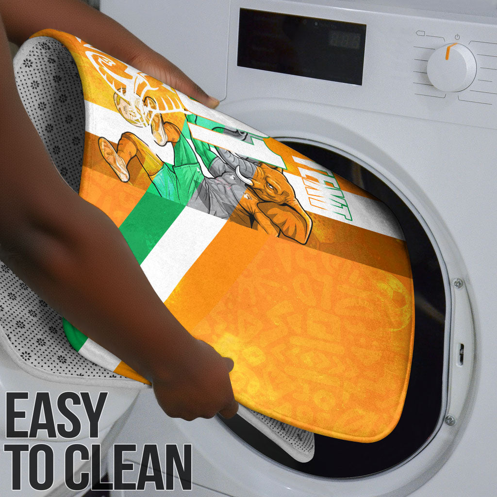 Personalized Ivory Coast Football Bathroom Set Elephant Mascot Flag - Comic Style Graphic