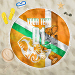 Personalized Ivory Coast Football Beach Blanket Elephant Mascot Flag - Comic Style Graphic
