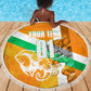 Personalized Ivory Coast Football Beach Blanket Elephant Mascot Flag - Comic Style Graphic