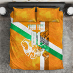 Personalized Ivory Coast Football Bedding Set Elephant Mascot Flag - Comic Style Graphic