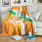 Personalized Ivory Coast Football Blanket Elephant Mascot Flag - Comic Style Graphic