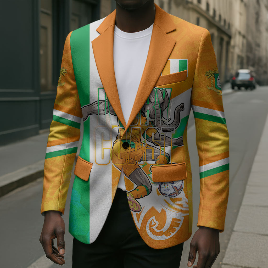 Personalized Ivory Coast Football Blazer Elephant Mascot Flag - Comic Style Graphic