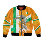 Personalized Ivory Coast Football Bomber Jacket Elephant Mascot Flag - Comic Style Graphic