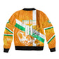 Personalized Ivory Coast Football Bomber Jacket Elephant Mascot Flag - Comic Style Graphic