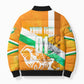 Personalized Ivory Coast Football Bomber Puffer Jacket Elephant Mascot Flag - Comic Style Graphic