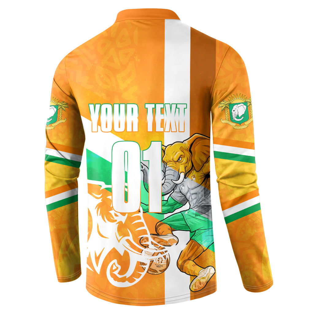 Personalized Ivory Coast Football Button Sweatshirt Elephant Mascot Flag - Comic Style Graphic