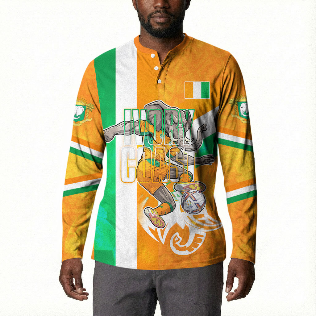 Personalized Ivory Coast Football Button Sweatshirt Elephant Mascot Flag - Comic Style Graphic