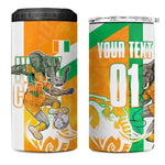Personalized Ivory Coast Football 4 in 1 Can Cooler Tumbler Elephant Mascot Flag - Comic Style Graphic