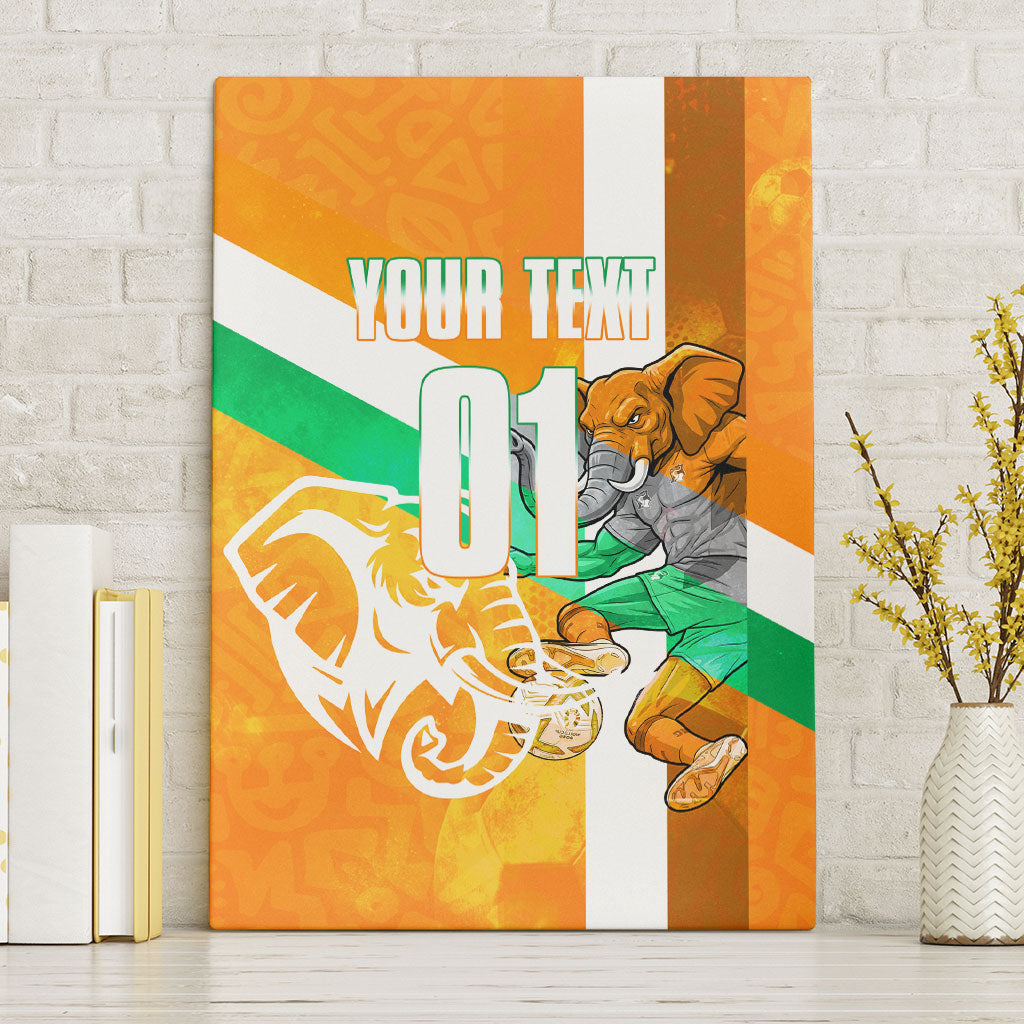 Personalized Ivory Coast Football Canvas Wall Art Elephant Mascot Flag - Comic Style Graphic