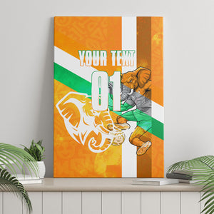 Personalized Ivory Coast Football Canvas Wall Art Elephant Mascot Flag - Comic Style Graphic