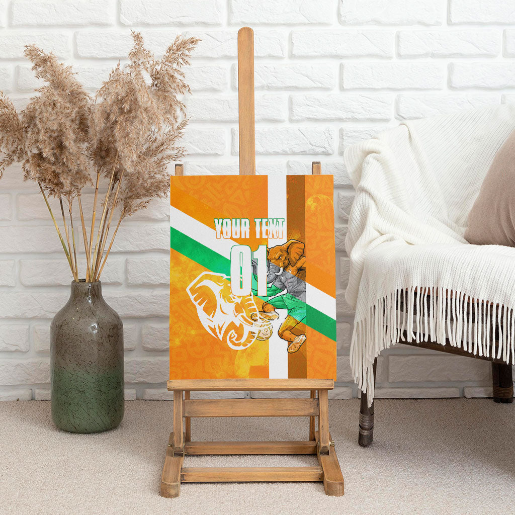 Personalized Ivory Coast Football Canvas Wall Art Elephant Mascot Flag - Comic Style Graphic