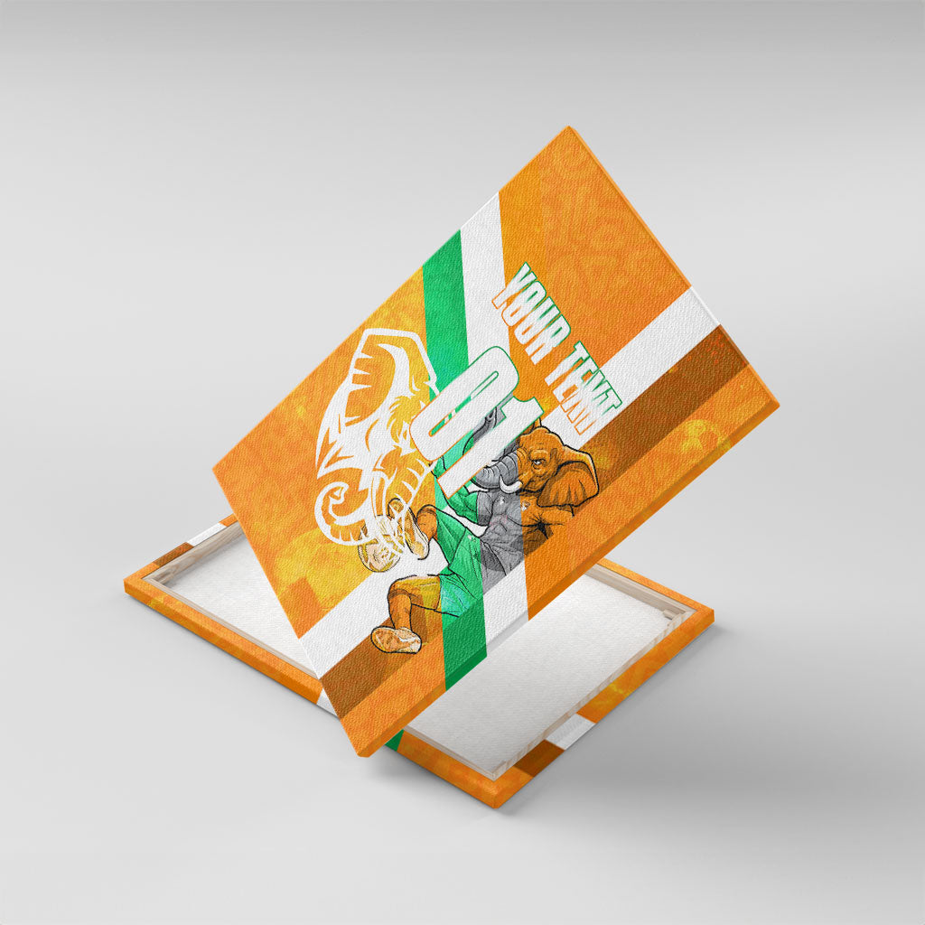 Personalized Ivory Coast Football Canvas Wall Art Elephant Mascot Flag - Comic Style Graphic