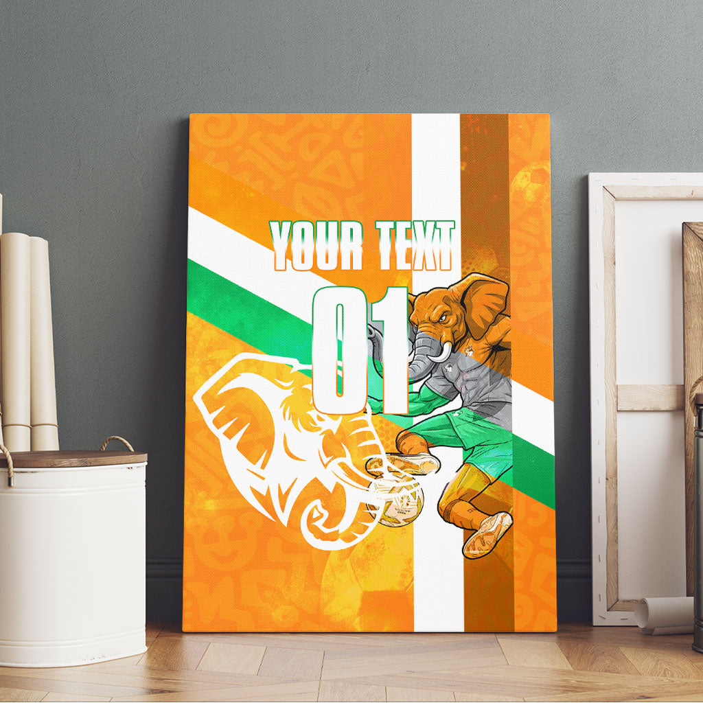 Personalized Ivory Coast Football Canvas Wall Art Elephant Mascot Flag - Comic Style Graphic
