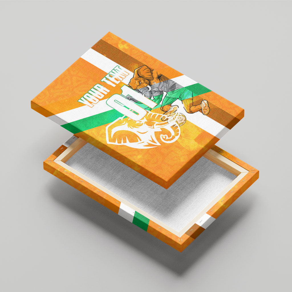 Personalized Ivory Coast Football Canvas Wall Art Elephant Mascot Flag - Comic Style Graphic