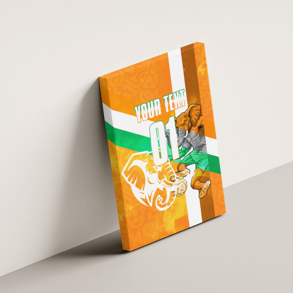 Personalized Ivory Coast Football Canvas Wall Art Elephant Mascot Flag - Comic Style Graphic