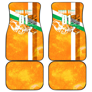 Personalized Ivory Coast Football Car Mats Elephant Mascot Flag - Comic Style Graphic