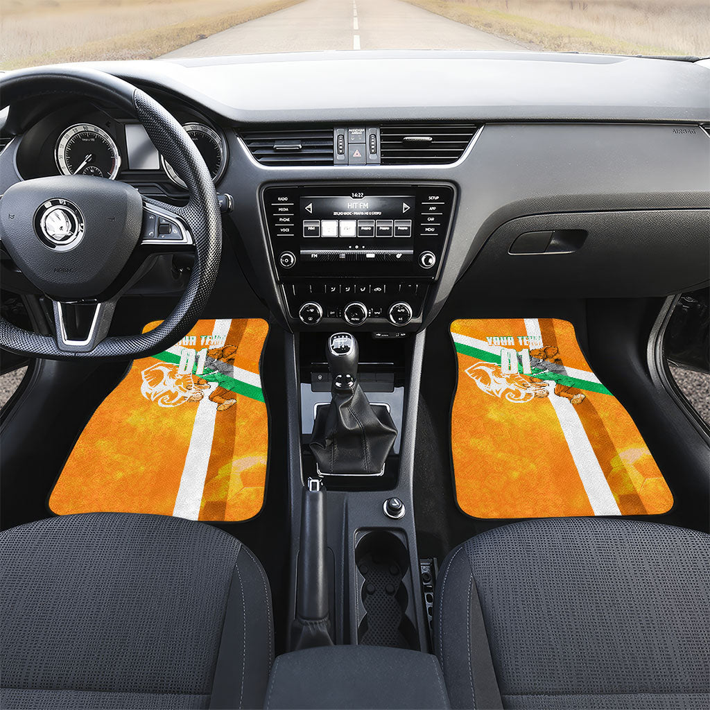 Personalized Ivory Coast Football Car Mats Elephant Mascot Flag - Comic Style Graphic