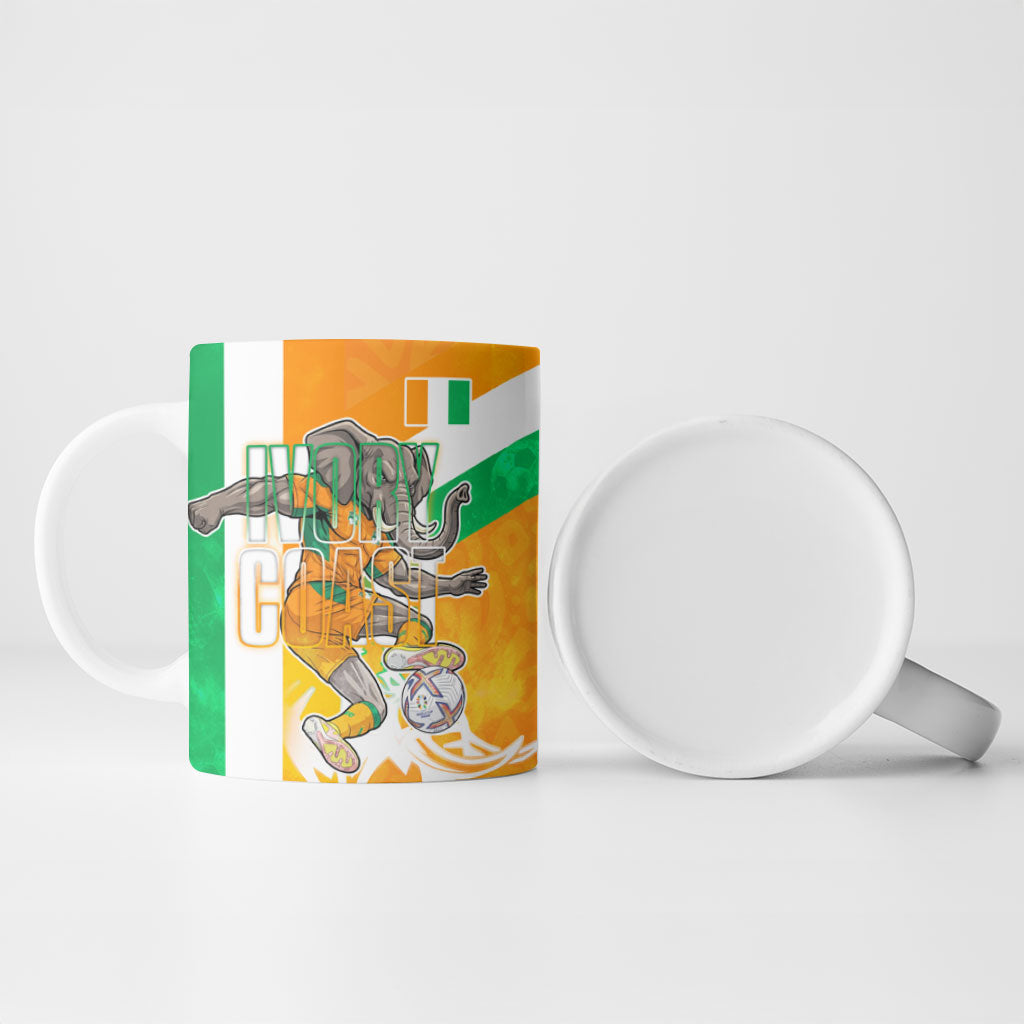 Personalized Ivory Coast Football Ceramic Mug Elephant Mascot Flag - Comic Style Graphic