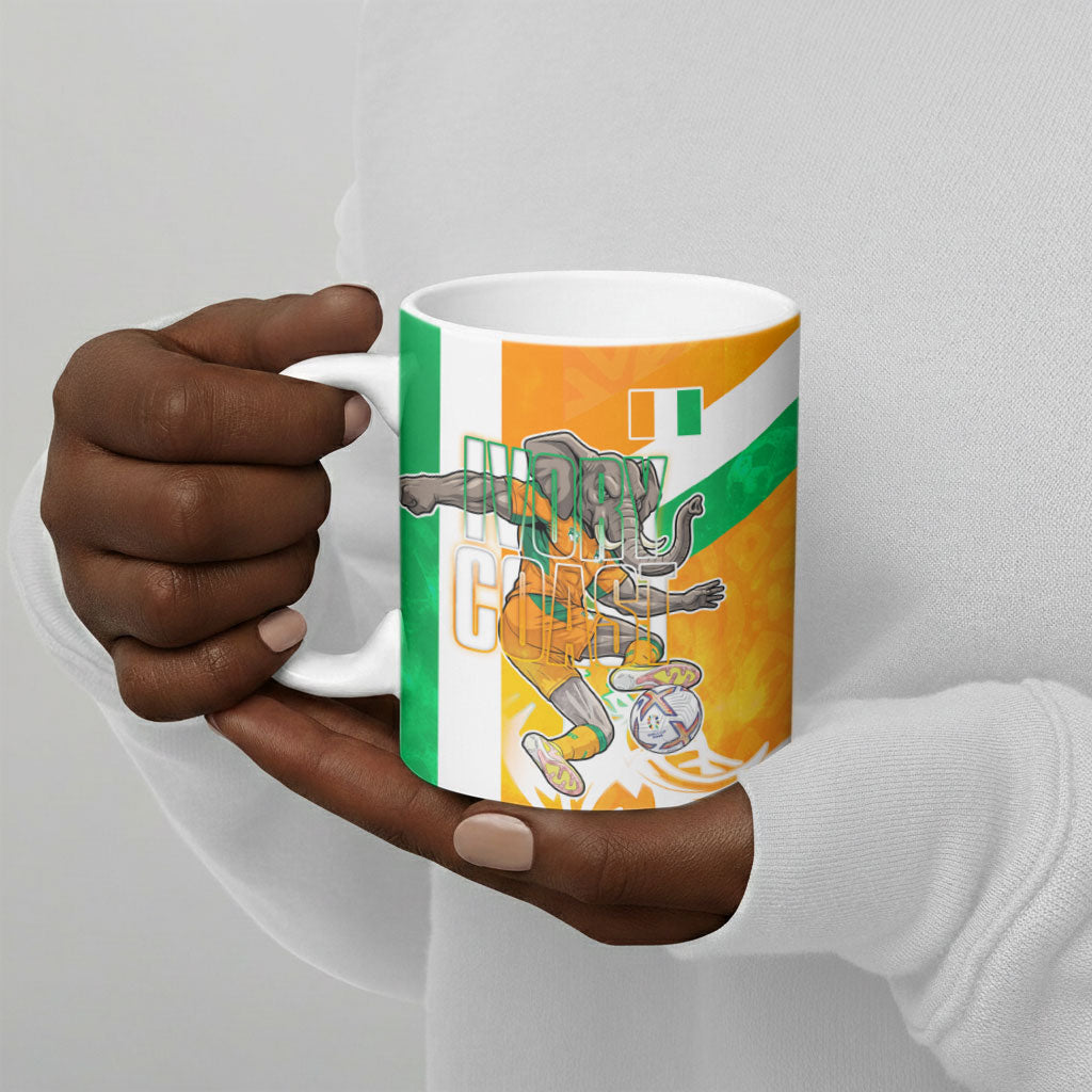 Personalized Ivory Coast Football Ceramic Mug Elephant Mascot Flag - Comic Style Graphic