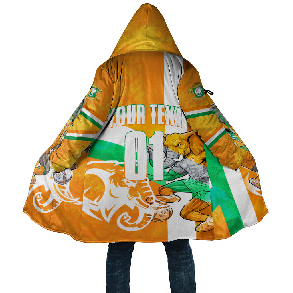 Personalized Ivory Coast Football Cloak Elephant Mascot Flag - Comic Style Graphic