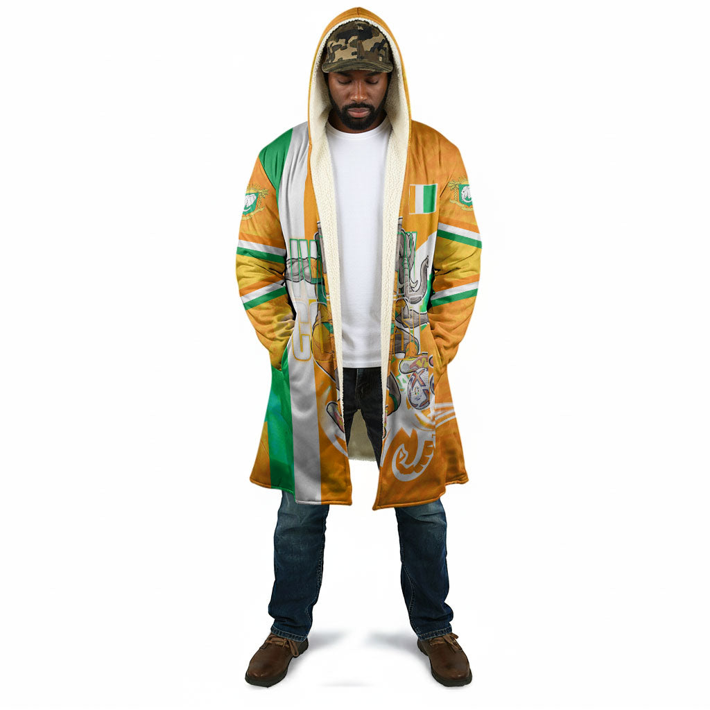 Personalized Ivory Coast Football Cloak Elephant Mascot Flag - Comic Style Graphic