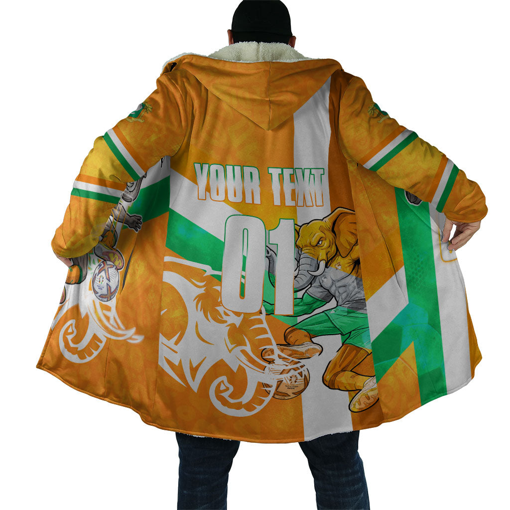 Personalized Ivory Coast Football Cloak Elephant Mascot Flag - Comic Style Graphic