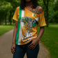 Personalized Ivory Coast Football Cross Shoulder Shirt Elephant Mascot Flag - Comic Style Graphic