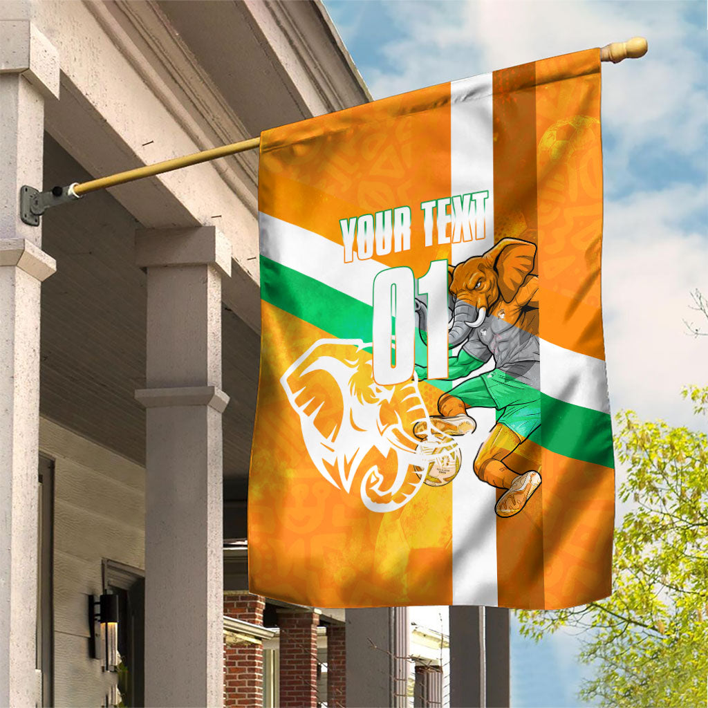 Personalized Ivory Coast Football Garden Flag Elephant Mascot Flag - Comic Style Graphic