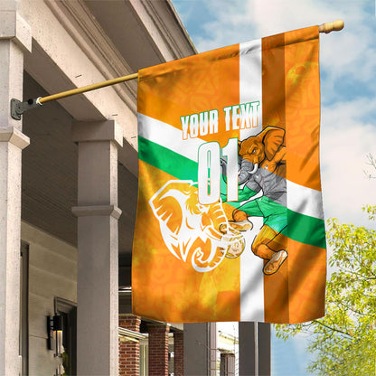 Personalized Ivory Coast Football Garden Flag Elephant Mascot Flag - Comic Style Graphic