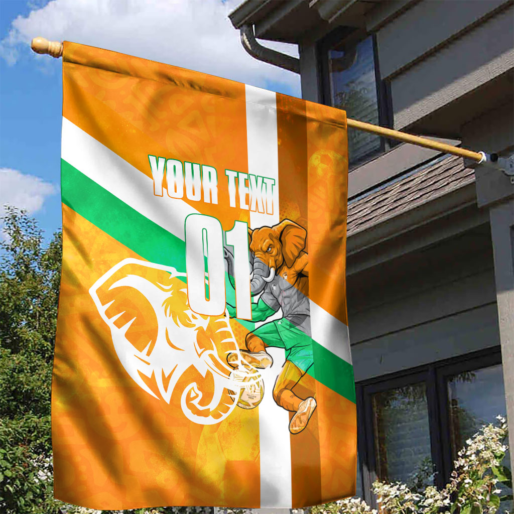 Personalized Ivory Coast Football Garden Flag Elephant Mascot Flag - Comic Style Graphic