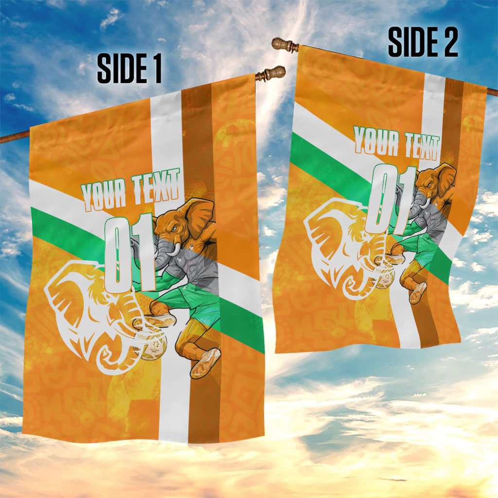 Personalized Ivory Coast Football Garden Flag Elephant Mascot Flag - Comic Style Graphic