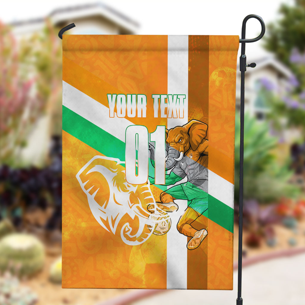 Personalized Ivory Coast Football Garden Flag Elephant Mascot Flag - Comic Style Graphic