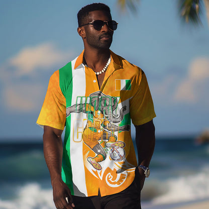 Personalized Ivory Coast Football Hawaiian Shirt Elephant Mascot Flag - Comic Style Graphic