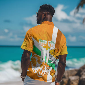Personalized Ivory Coast Football Hawaiian Shirt Elephant Mascot Flag - Comic Style Graphic