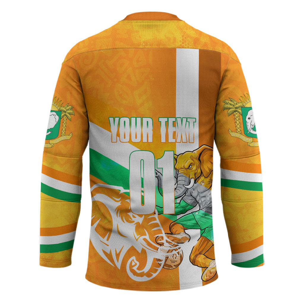 Personalized Ivory Coast Football Hockey Jersey Elephant Mascot Flag - Comic Style Graphic