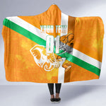 Personalized Ivory Coast Football Hooded Blanket Elephant Mascot Flag - Comic Style Graphic